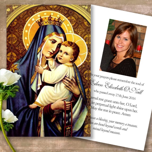 Funeral Loss Carmal Memorial Prayer Sympathy Cards (catholic, religious, celebration of life, in loving memory of, prayer cards for bereavement)