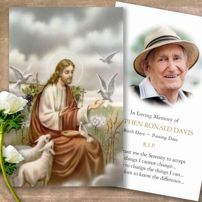 Funeral Loss Doves Memorial Prayer Sympathy Cards (catholic, religious, celebration of life, in loving memory of, prayer cards for bereavement)