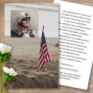 Funeral Loss Flag & Photo Prayer Sympathy Cards