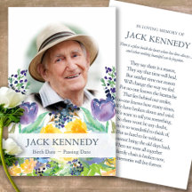 Funeral Loss Floral Photo Prayer Sympathy Cards