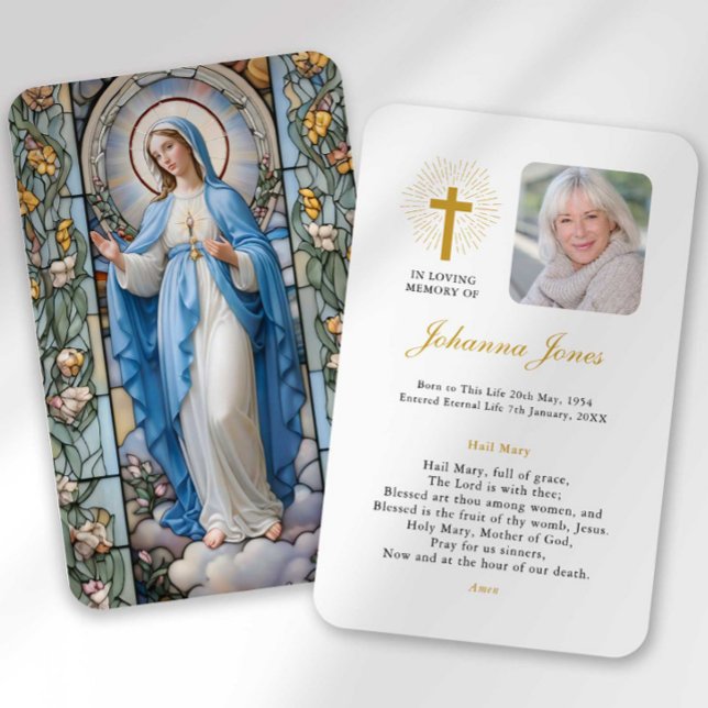 Funeral Loss Hail Mary Prayer Sympathy Card (Creator Uploaded)