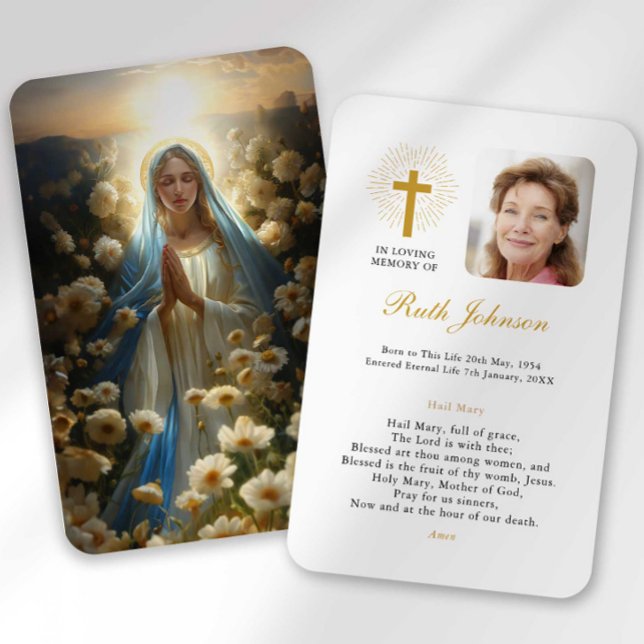 Funeral Loss Hail Mary Prayer Sympathy Card (Creator Uploaded)