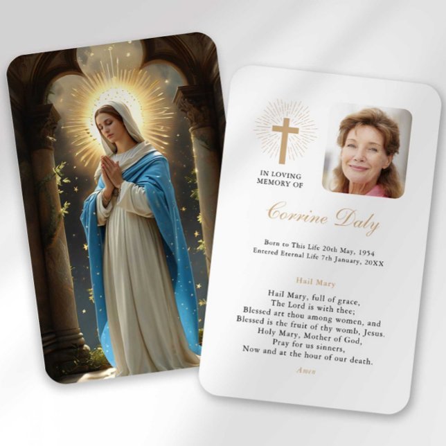 Funeral Loss Hail Mary Prayer Sympathy Card (Creator Uploaded)