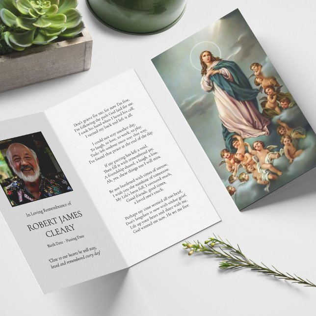 Funeral Loss Immaculate Prayer Sympathy Cards (catholic, religious, celebration of life, in loving memory of, prayer cards for bereavement)