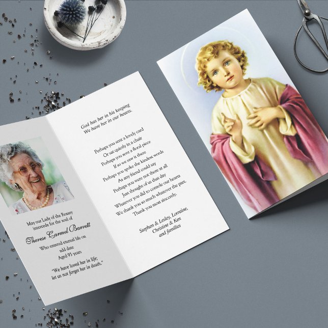 Funeral Loss Infant Prague Prayer Sympathy Cards (catholic, religious, celebration of life, in loving memory of, prayer cards for bereavement)