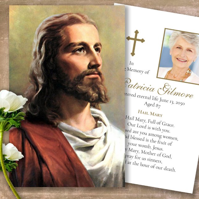 Funeral Loss Jesus Christ Prayer Sympathy Cards (catholic, religious, celebration of life, in loving memory of, prayer cards for bereavement)