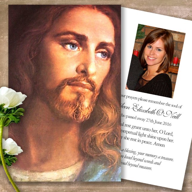 Funeral Loss Jesus Christ Prayer Sympathy Cards (catholic, religious, celebration of life, in loving memory of, prayer cards for bereavement)