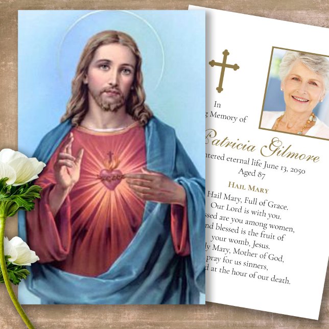 Funeral Loss Loving Jesus Prayer Sympathy Cards (catholic, religious, celebration of life, in loving memory of, prayer cards for bereavement)
