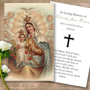 Funeral Loss Mary Memorial Prayer Sympathy Cards