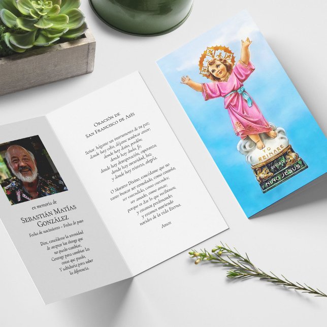 Funeral Loss Nino Jesus Prayer Sympathy Cards (catholic, religious, celebration of life, in loving memory of, prayer cards for bereavement)