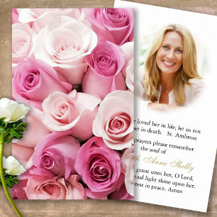 Funeral Loss Pink Rose Bud Prayer Sympathy Cards