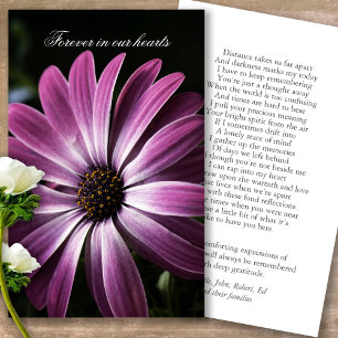 Funeral Loss Purple Daisy Prayer Sympathy Cards