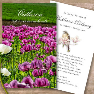 Funeral Loss Purple Poppy Prayer Sympathy Cards