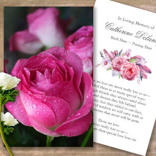 Funeral Loss Rose Bud Prayer Sympathy Cards