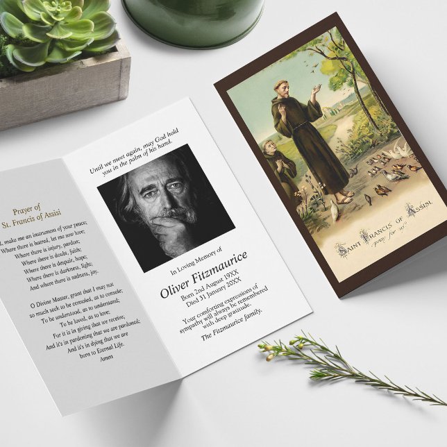 Funeral Loss St Francis Prayer Sympathy Cards (catholic, religious, celebration of life, in loving memory of, prayer cards for bereavement)