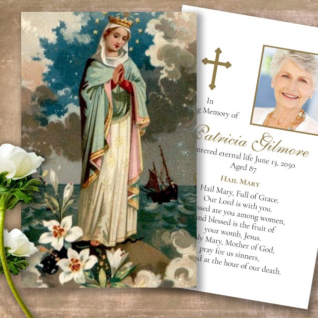 Funeral Loss Stella Maris Prayer Sympathy Cards (catholic, religious, celebration of life, in loving memory of, prayer cards for bereavement)