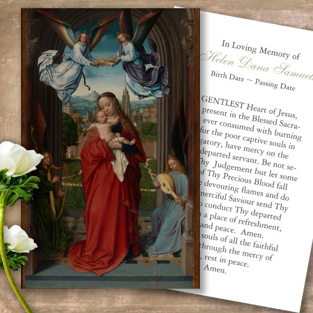 Funeral Loss Virgin & Child Prayer Sympathy Cards (catholic, religious, celebration of life, in loving memory of, prayer cards for bereavement)