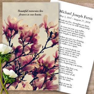 Funeral Magnolias Memorial Prayer Sympathy Cards