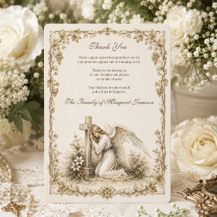 Funeral Mamorial with Praying Angel Thank You Card