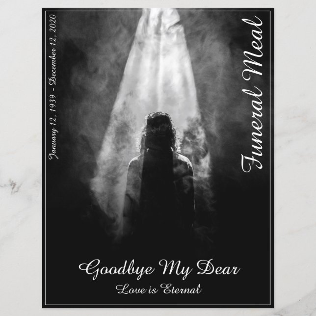 Funeral Meal Menu Card Into the light (Front)