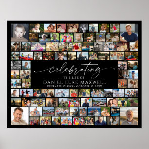 Funeral Memorial 92 Photo Collage Celebrating Life Poster