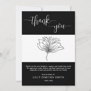 Funeral Memorial Black Floral Thank you card