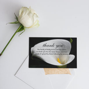 Funeral/Memorial Calla Lily Photo Thank You Card