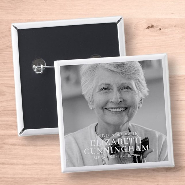 Funeral Memorial Classic Simple Photo 15 Cm Square Badge (Creator Uploaded)