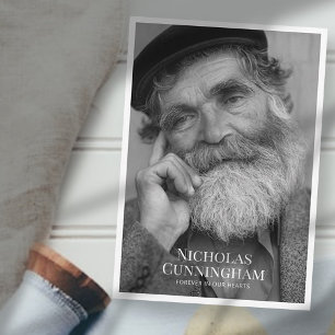 Funeral Memorial Classic Simple Photo and Message Card