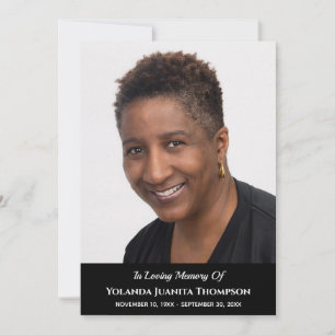 Funeral Memorial Custom Photo Bereavement Sympathy Invitation