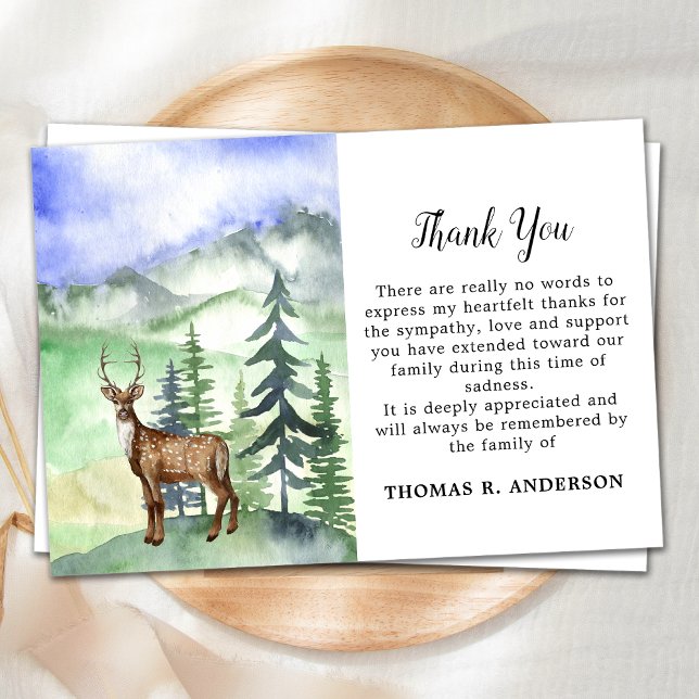 Funeral Memorial Deer Woodland Sympathy Thank You Card (Creator Uploaded)