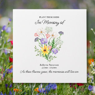 Funeral Memorial Favor, Wild Flower Seeds Custom Envelope