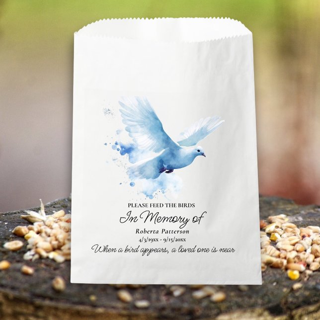 Funeral Memorial Favour White Dove Bird Seed Favour Bags (Creator Uploaded)