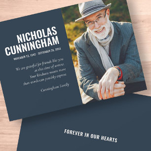 Funeral Memorial Forever In Our Hearts Photo Thank You Card