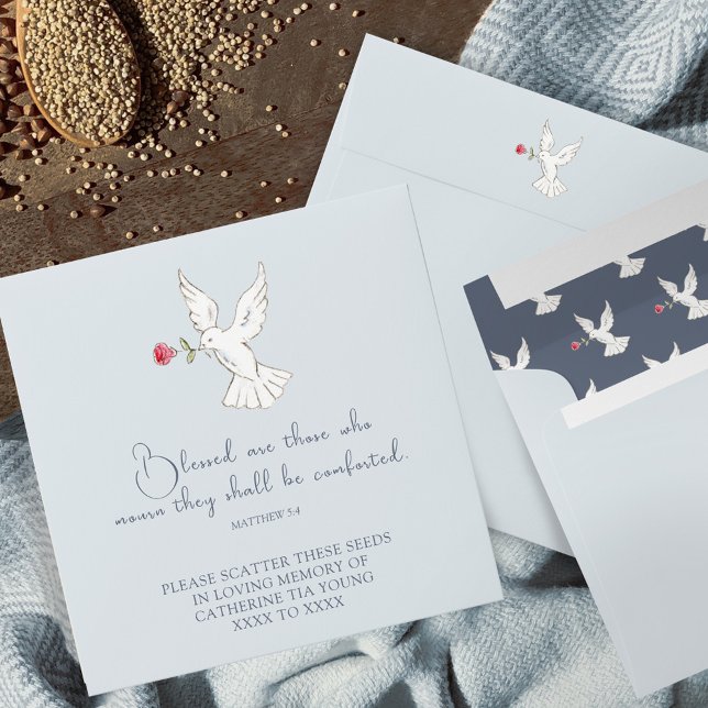 Funeral memorial gift dove red rose seed  envelope (Creator Uploaded)