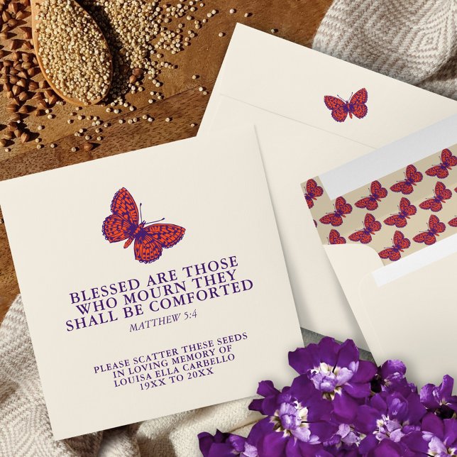 Funeral memorial gift orange butterfly seed envelope (Creator Uploaded)