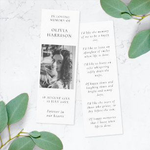 Funeral Memorial   In Loving Memory Bookmark Card