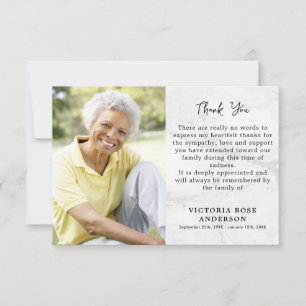 Funeral Memorial In Loving Memory Photo Sympathy Thank You Card