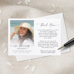 Funeral Memorial In Loving Memory Photo Thank You Card