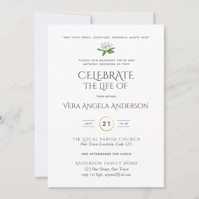 Funeral Memorial INVITE Celebration of Life (Front)