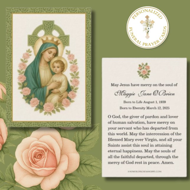 Funeral Memorial Irish Celtic Cross Jesus Mary Business Card (Creator Uploaded)