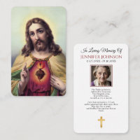 Funeral Memorial Jesus Sacred Heart Prayer Card