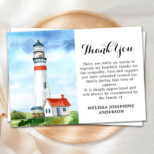 Funeral Memorial Lighthouse Celebration Of Life Thank You Card