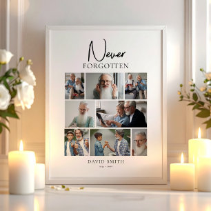 Funeral Memorial Minimalist Custom Photo Collage Poster