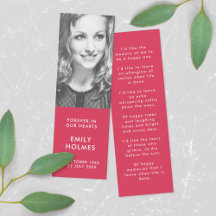 Funeral Memorial | Modern Pink Mini Bookmark Card