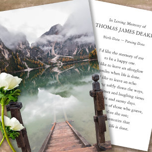 Funeral Memorial Mountain Prayer Sympathy Cards