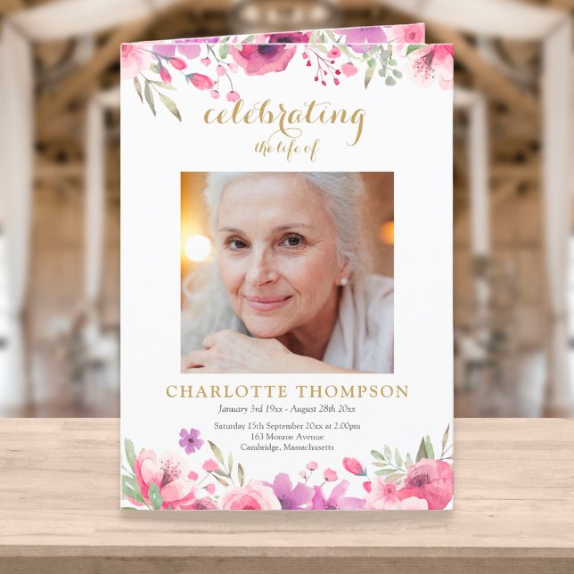 Funeral Memorial Order Of Service Floral Photo Programme (Creator Uploaded)