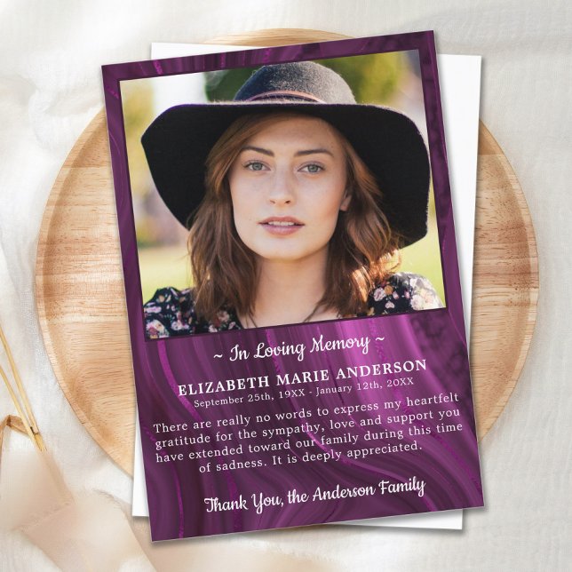 Funeral Memorial Personalised Photo Sympathy Thank You Card (Creator Uploaded)