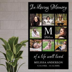 Funeral Memorial Photo Collage In loving Memory Poster