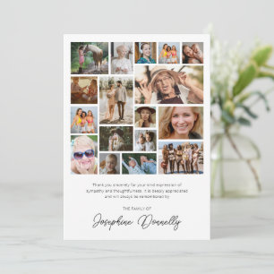 Funeral Memorial Photo Collage Thank You Card